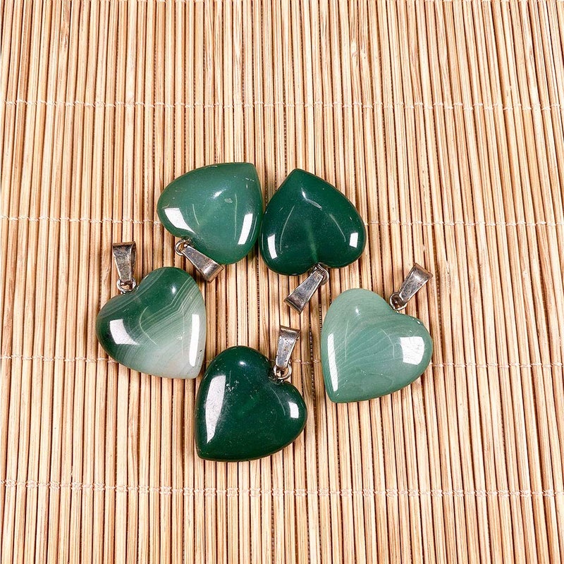 LHJ 20PCS Natural Stripe Agate Pendants Heart Shape Charms Pendants for Necklace Bracelet Jewelry Making - Image 3